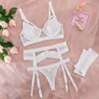 String blanc sexy pour femme, avec jarretières.