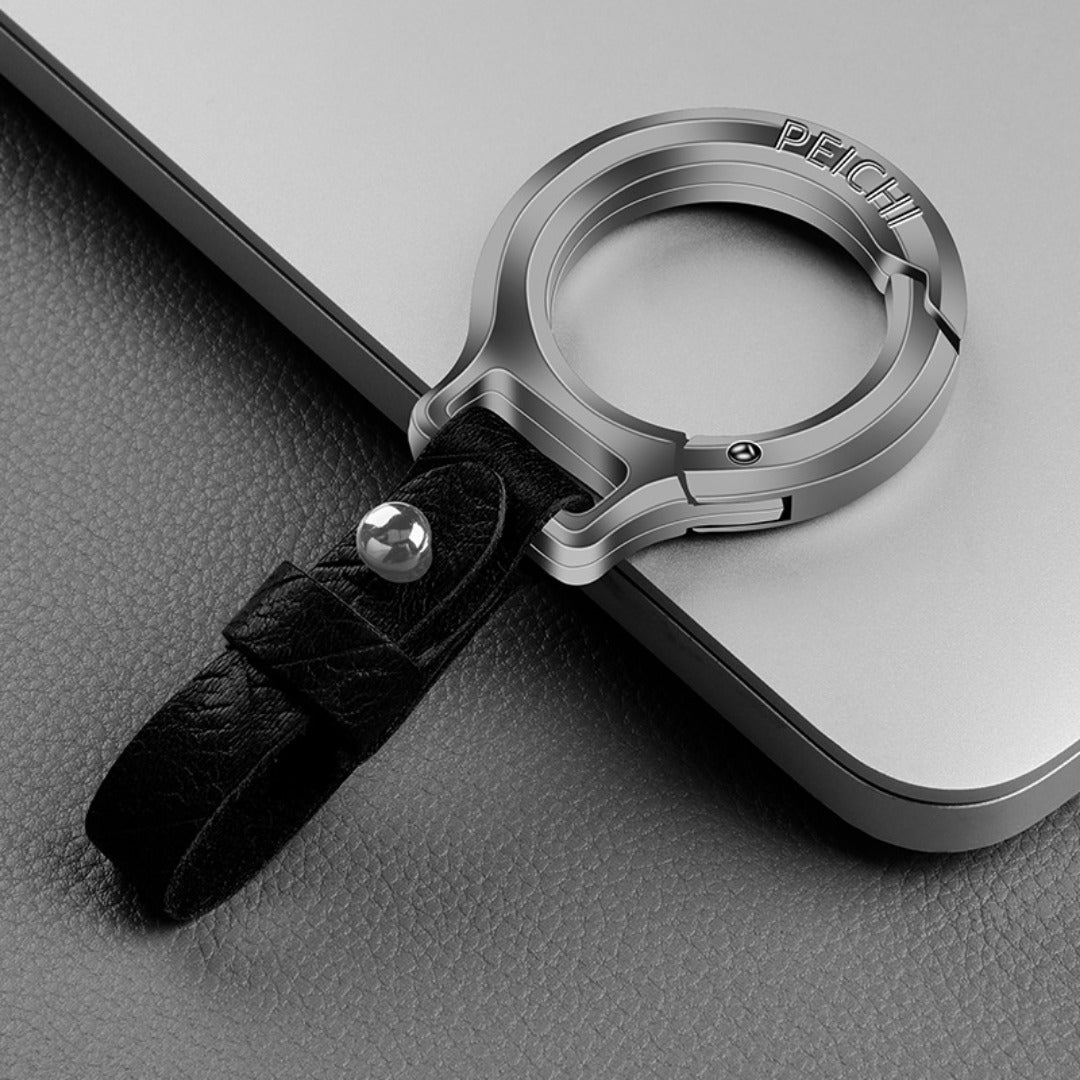 Porte-clés en cuir de vachette pleine fleur et alliage de zinc