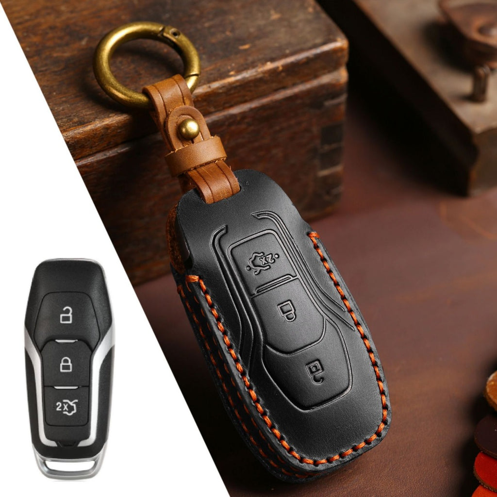 Ford Escort Mondeo EcoSport Edge Mustang Explorer Leather Car Key Cover 3,4,5 Button