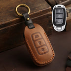 Carsine Hyundai Elantra Leather Car Key Cover 3 Button Brown / 3 Button