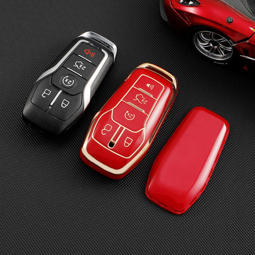 Carsine Ford Mustang Lincoln Car Key Case Golden Edge White / Key case