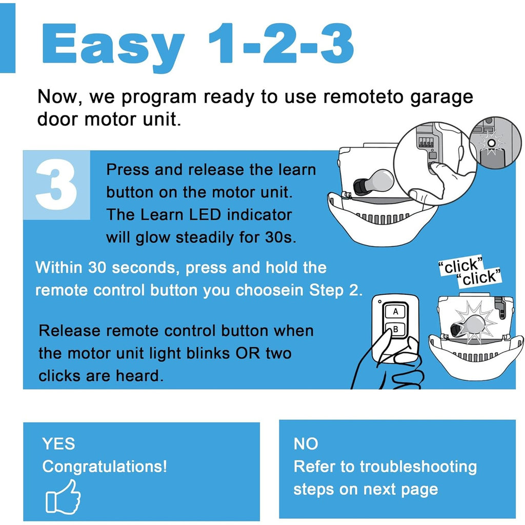 Carsine Garage Door Opener Remote, for Lift Master Chamberlain Craftsman Garage Door Opener Remote 893LM 893Max 891LM 971LM 973LM 371LM 373LM, Red Orange Green Yellow Purple Learn Button Garage Door Remote 1 PCS