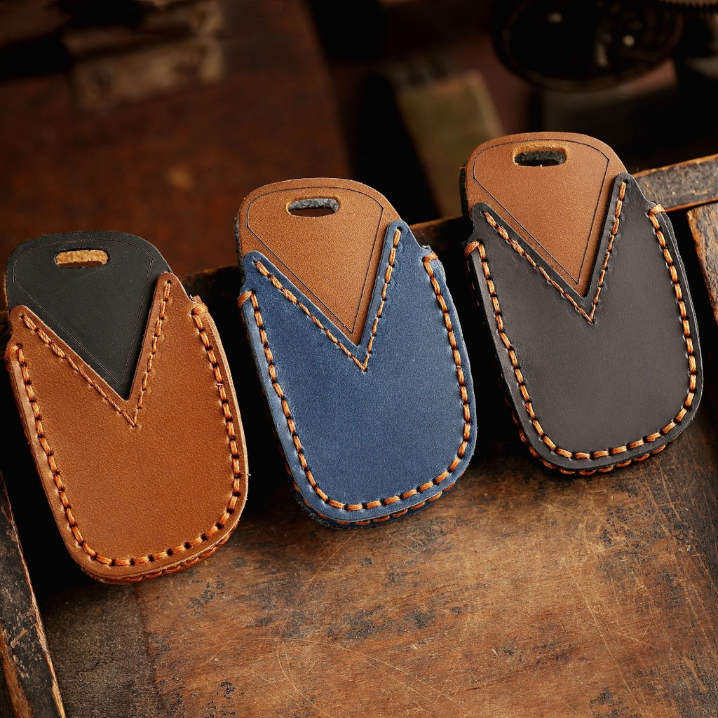 Carsine Hyundai Elantra IX25 Festa IX35 Verna Leather Car Key Cover 3 Button Black / 3 Button-A