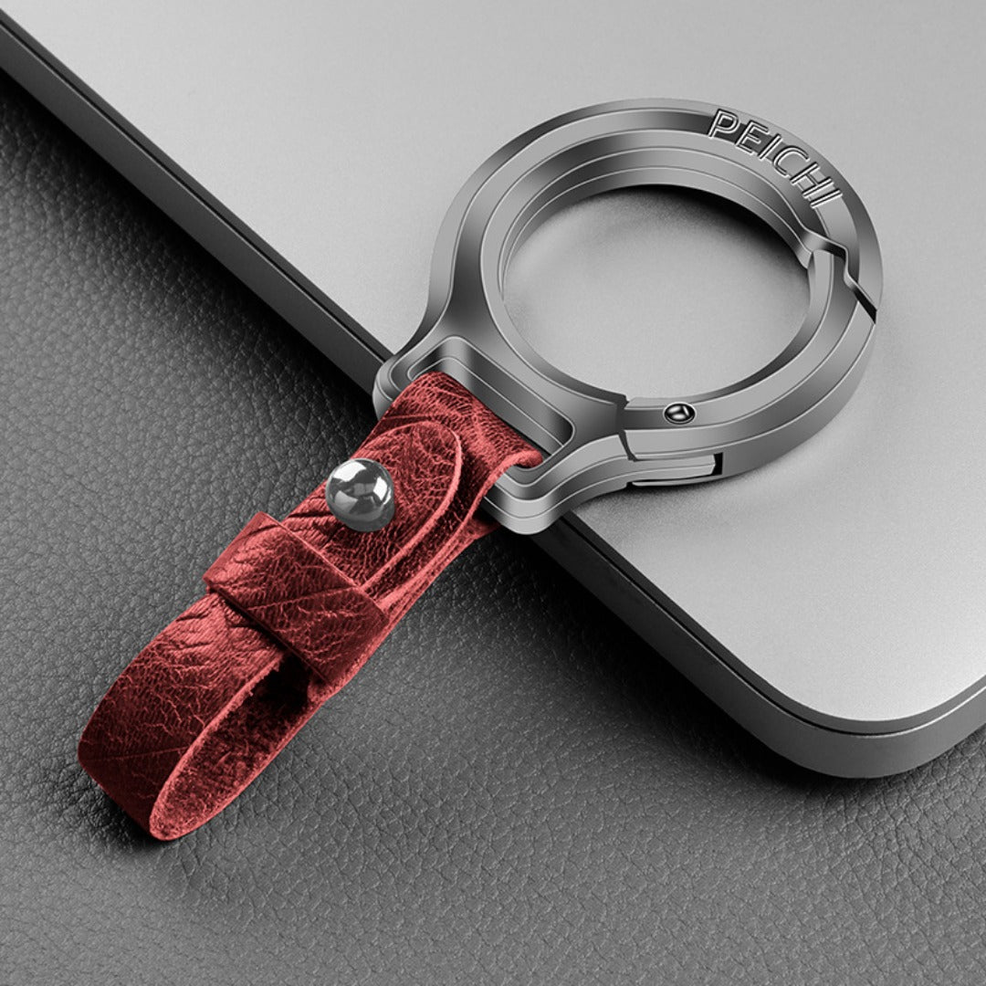 Porte-clés en cuir de vachette pleine fleur et alliage de zinc