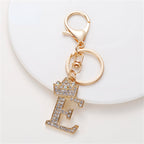 Carsine Rhinestone 26 Letters Car Keychain E