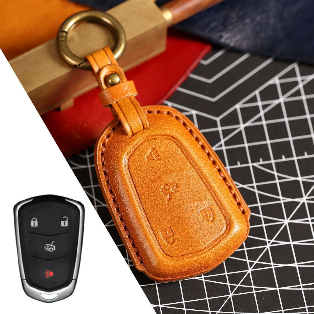 Cadillac Leather Key Cover - Premium Protector for All Models