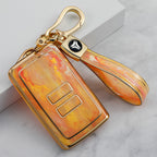 Carsine Renault Car Key Case Gold Inlaid With Jade Yellow / Key case + strap