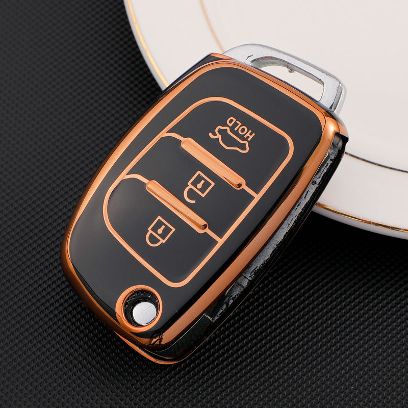Carsine Hyundai Car Key Case Golden Edge Black / Key case