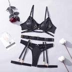 Sexy Push-up-Dessous-Set aus Mesh, vierteilig, bestehend aus G-String und Tanga