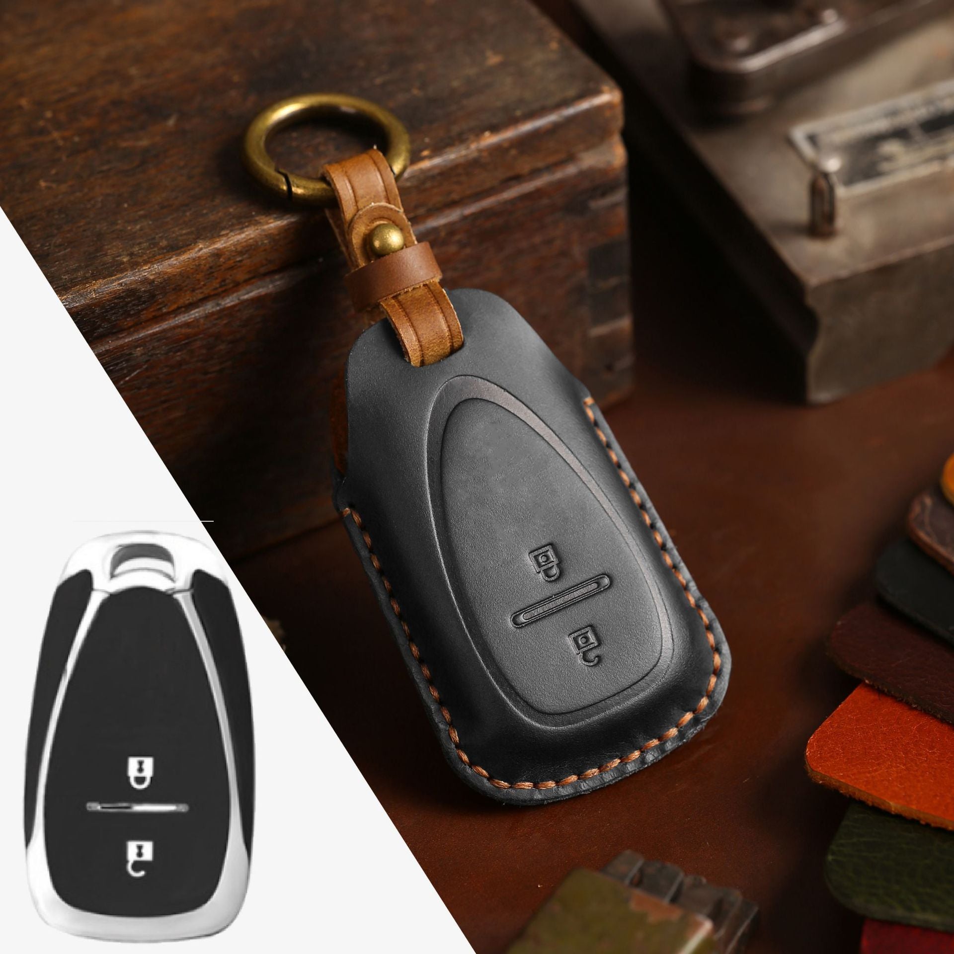 Étui en cuir pour clé de voiture Chevrolet Traverse, Malibu, Cruze, Trax (2, 3, 4, 5 boutons)