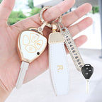 Carsine Toyota Scion Car Key Case Golden Edge B / White / Key case + R chain