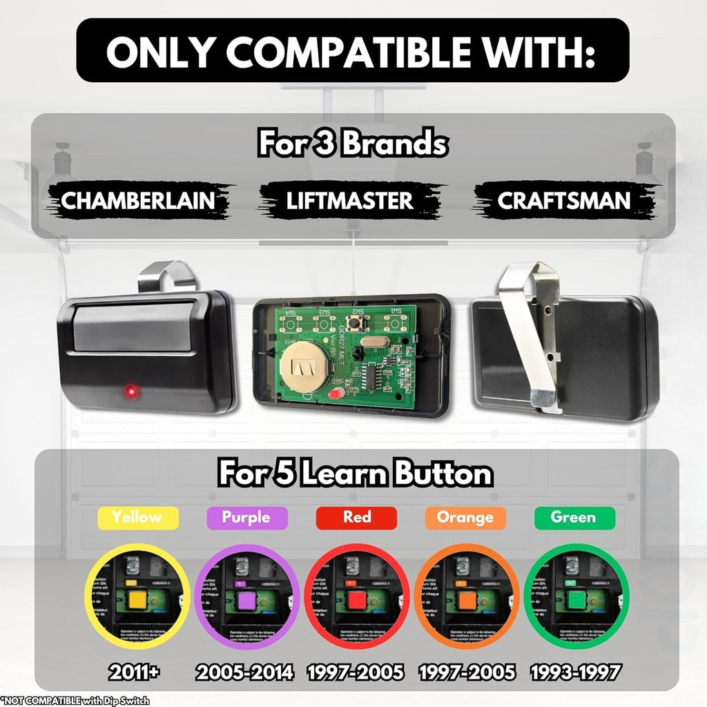 Carsine 891LM 893LM 893Max Chamberlain Craftsman Liftmaster Garage Door Opener Remote Replacement, 1993 to Present Garage Clicker, Universal Garage Door Opener Remote 1 button