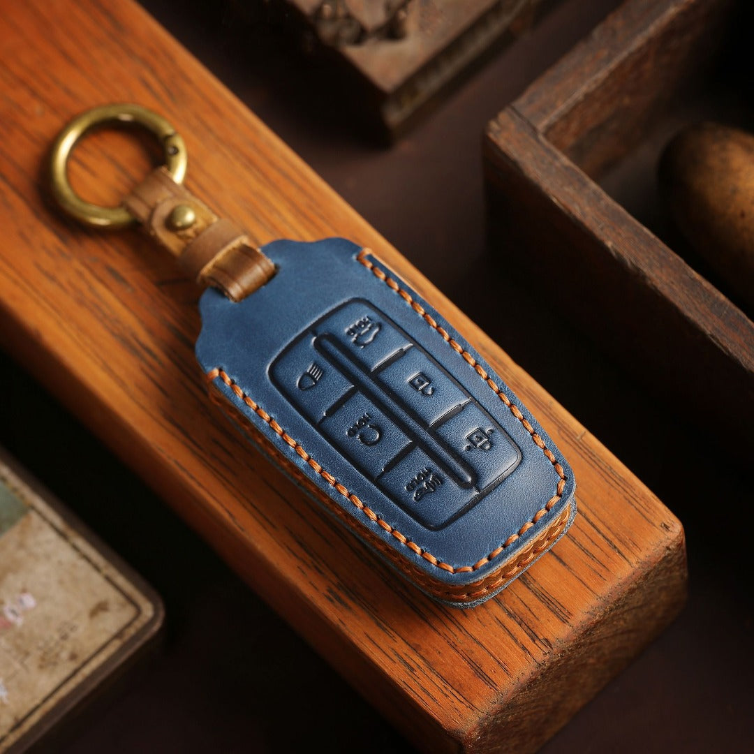 Étui en cuir pour clé de voiture Genesis GV70 GV80 G90 (4, 6 ou 8 boutons)