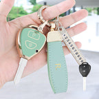 Carsine Toyota Scion Car Key Case Golden Edge B / White / Key case + R chain