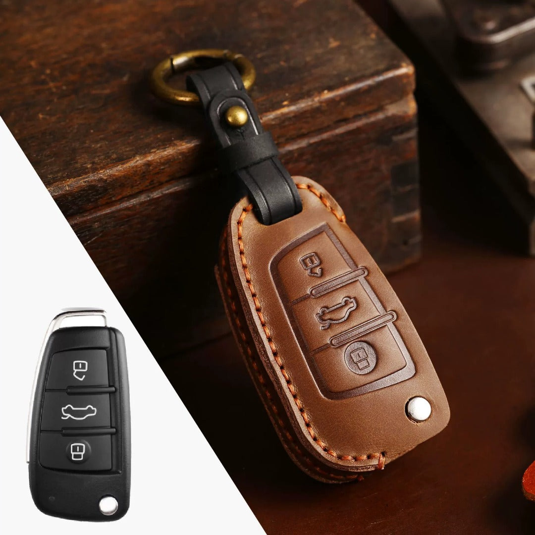 Premium Audi Leather Car Key Cover - Luxury Protection & Custom Fit for Audi Keys