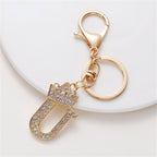 Carsine Rhinestone 26 Letters Car Keychain U