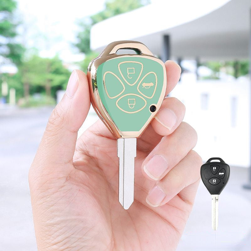 Carsine Toyota Scion Car Key Case Golden Edge B / White / Key case + R chain
