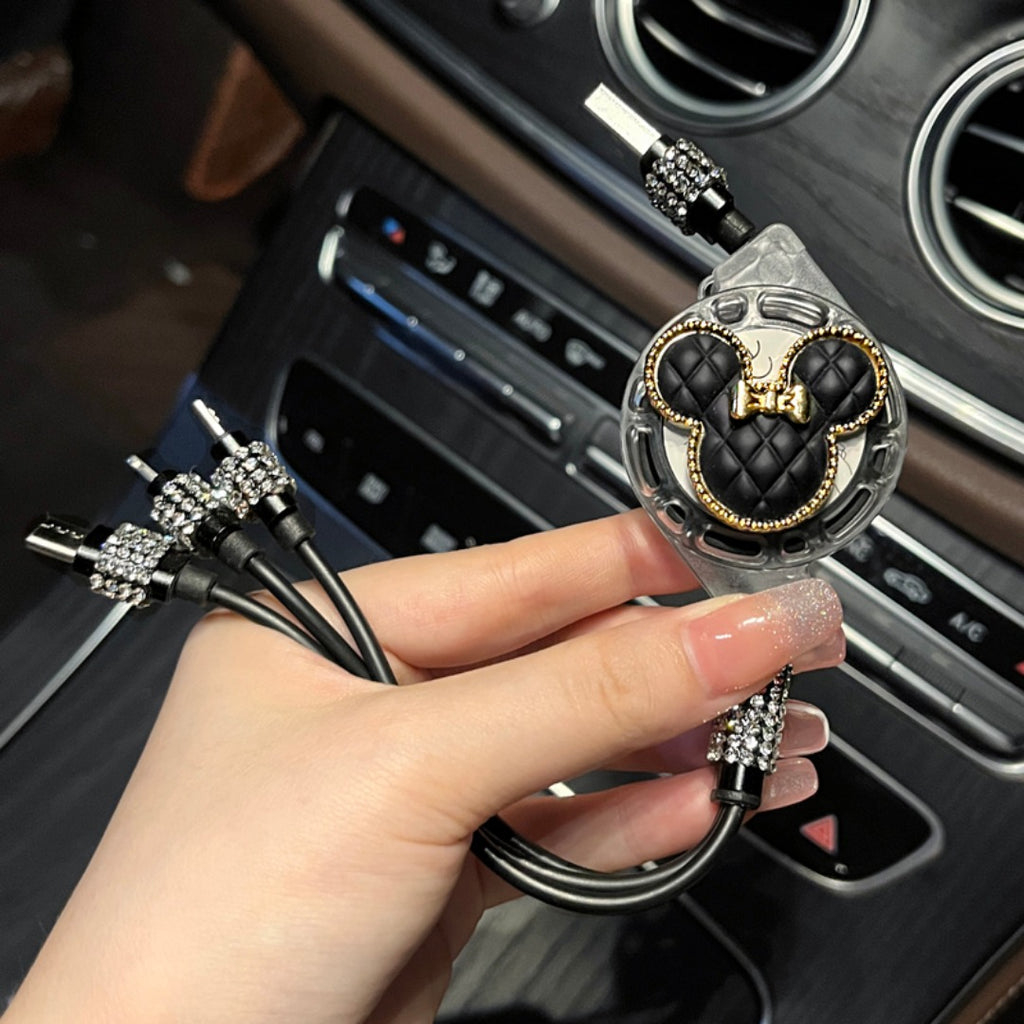 Mickey Strass Auto Einziehbares Lade- und Datenkabel