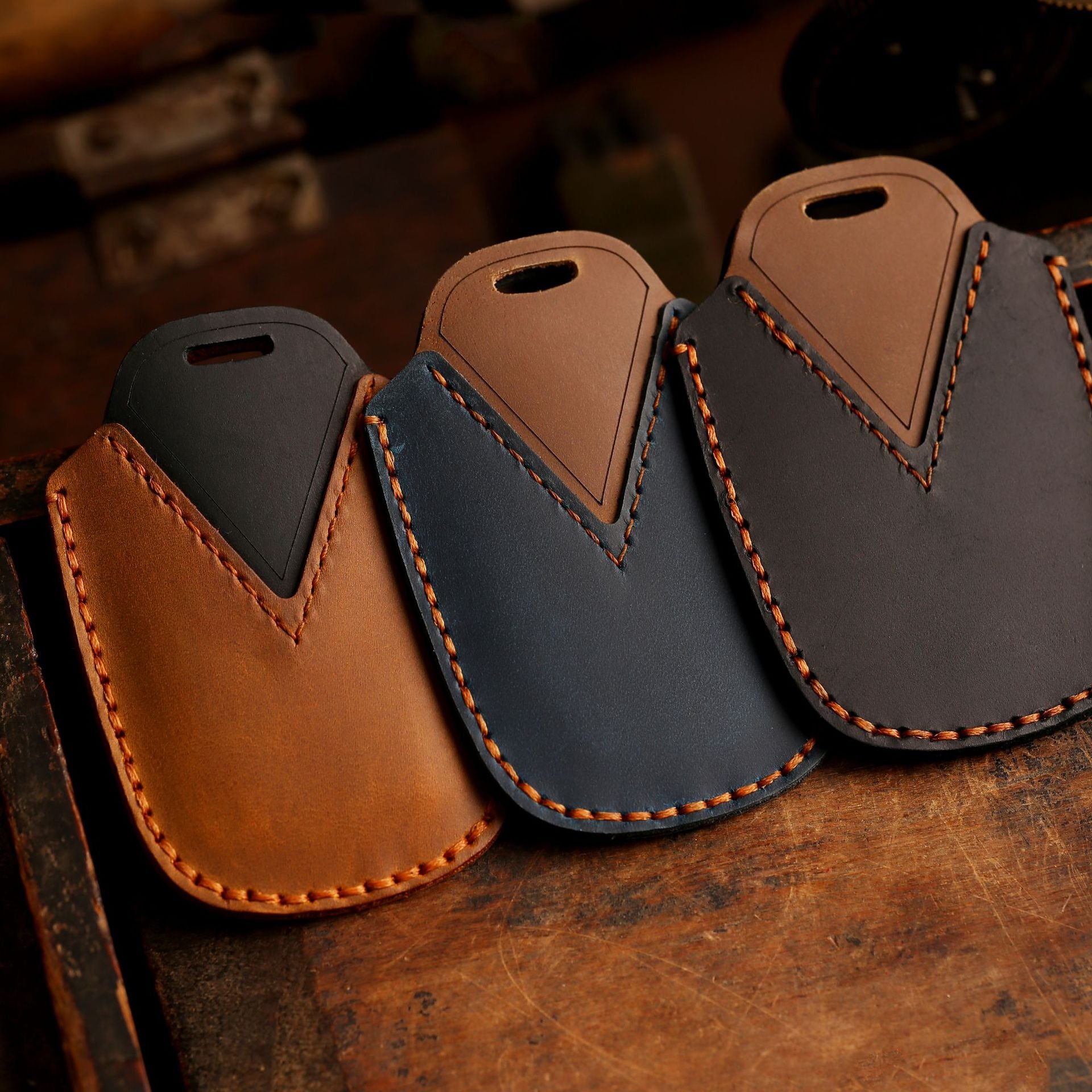 Étui à clés de voiture en cuir Toyota