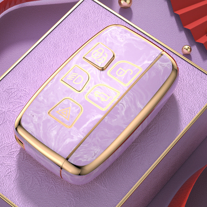 Carsine Land Rover Jaguar Car Key Case Gold Inlaid With Jade Pink / Key case