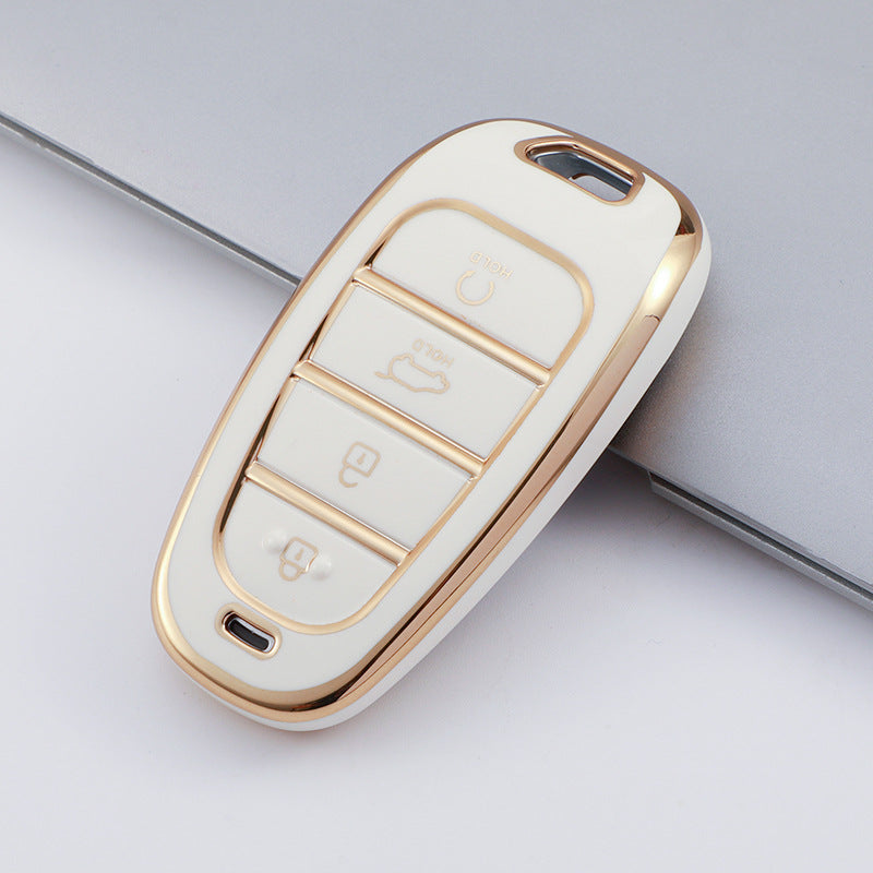Carsine Hyundai Car Key Case Golden Edge White / Key case
